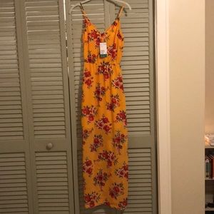Yellow Rose Print Maxi Dress